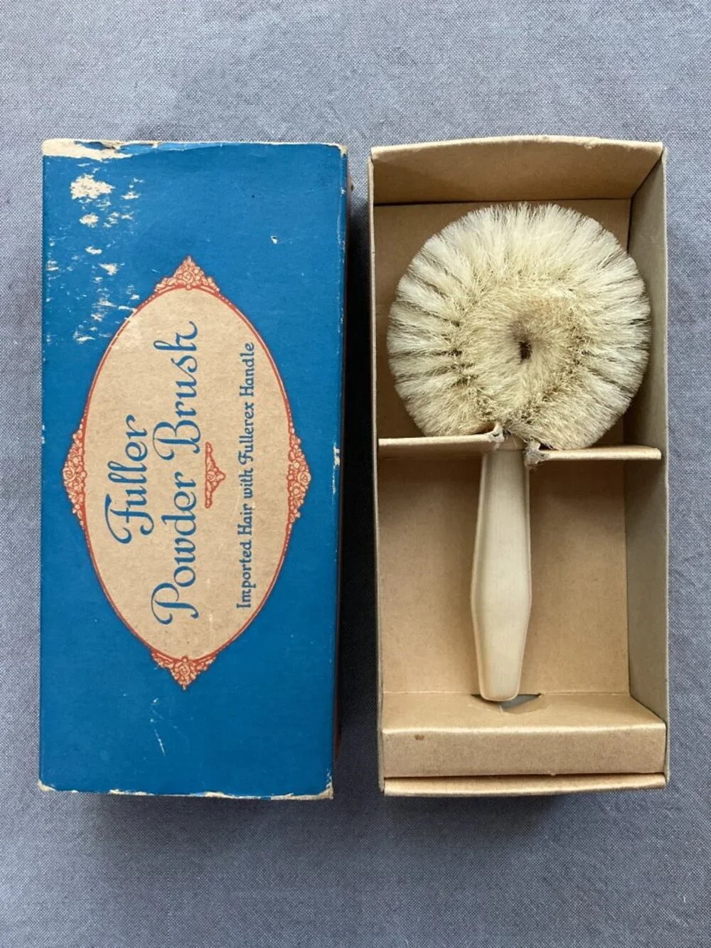 NOS Vintage Fuller Powder Brush Original Box Fullerex Handle Soft Bristles
